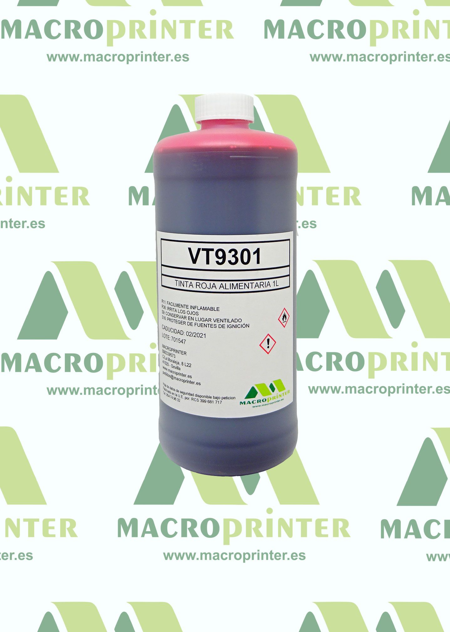 VT9301 Tinta alimentaria roja para impresora inkjet Videojet